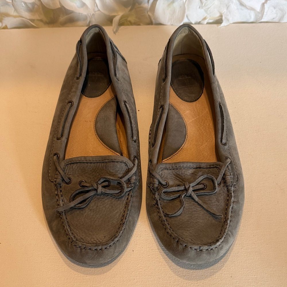 Frye Gray Suede Moccasin Loafers